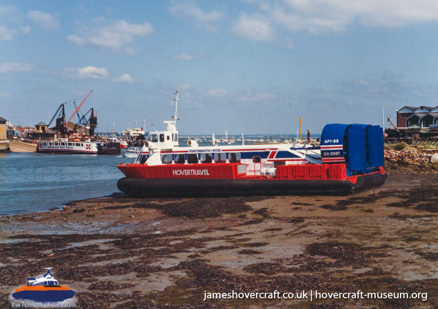 AP1-88 hovercraft with Hovertravel -  (credit: The <a href='http://www.hovercraft-museum.org/' target='_blank'>Hovercraft Museum Trust</a>).